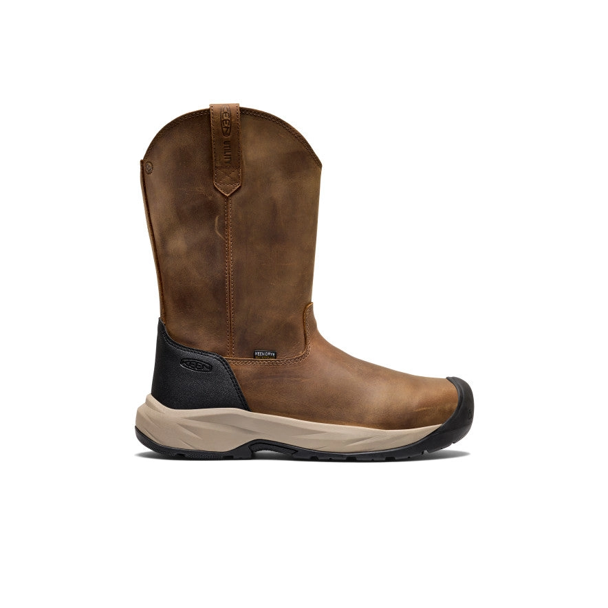 Men's Highframe Pull-On Waterproof Work Boot (Steel Toe) in Dark Earth/Black